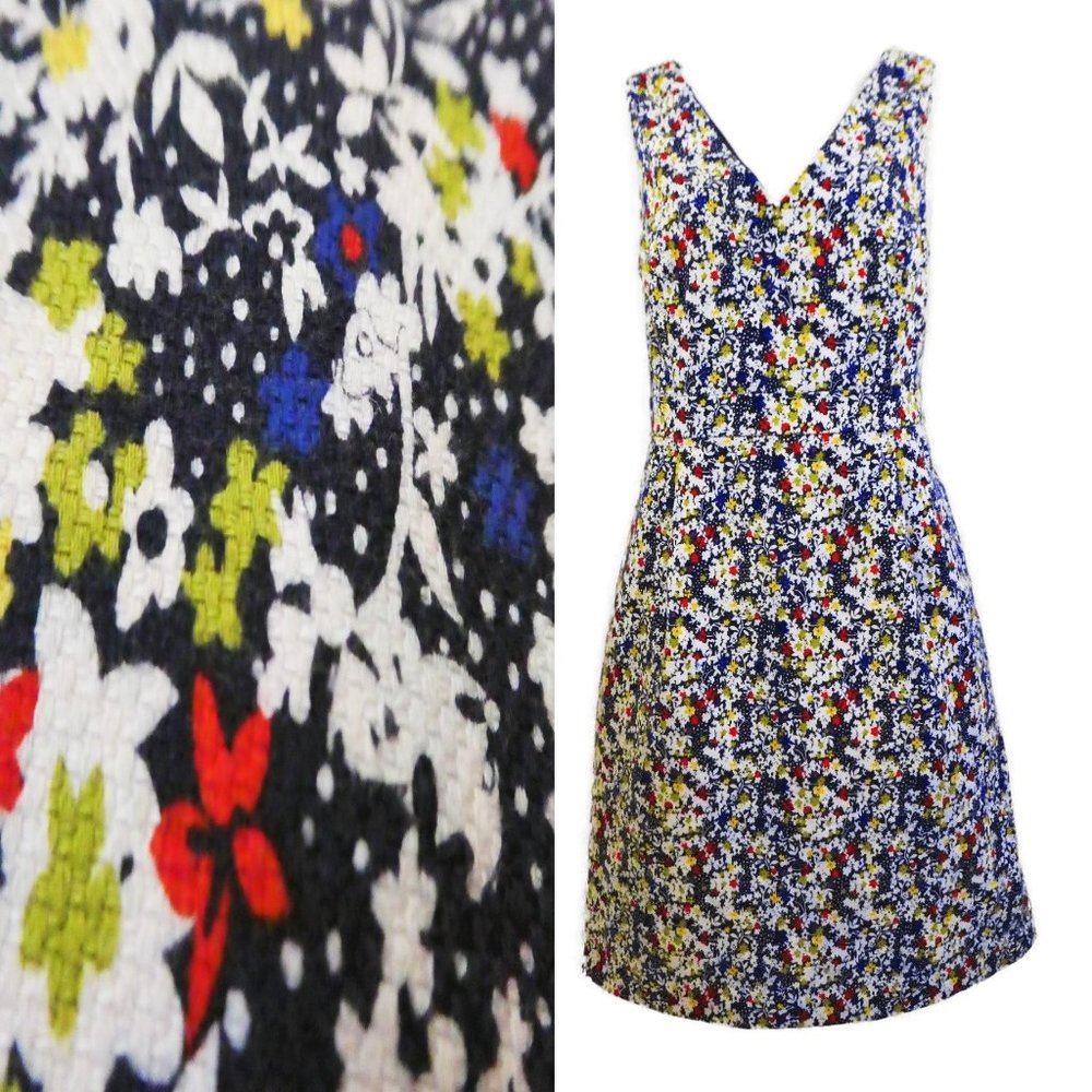 Brooks Brothers Stretch Dress Ditsy Floral Career Sheath Blue Navy Red Green 10